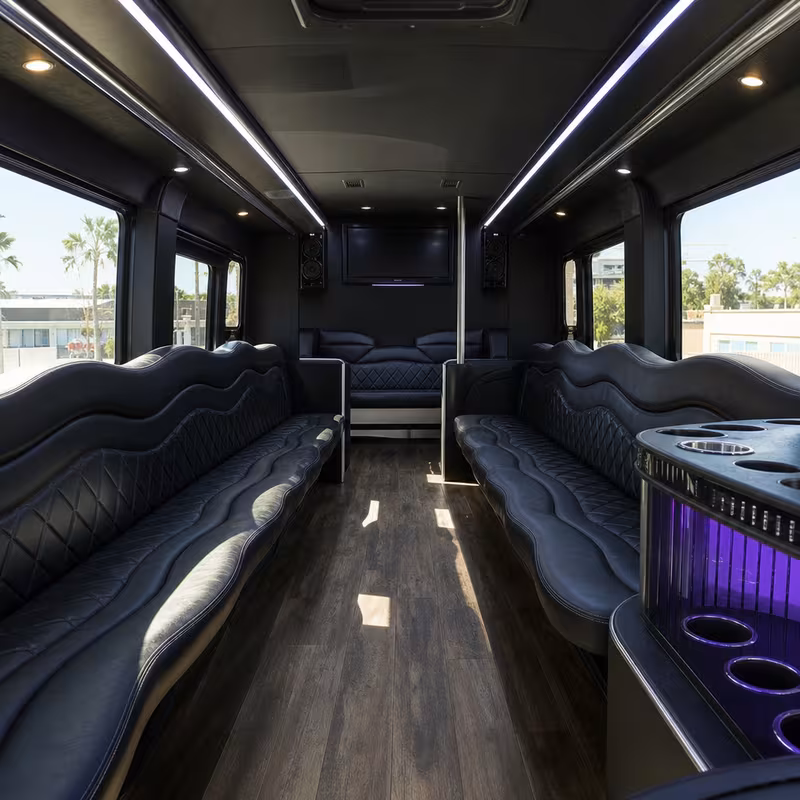 Passenger watching the Encinitas scenery during a regional party bus road trip