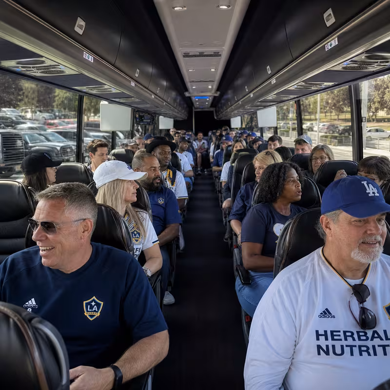 Passenger seating aboard a Encinitas party bus rental