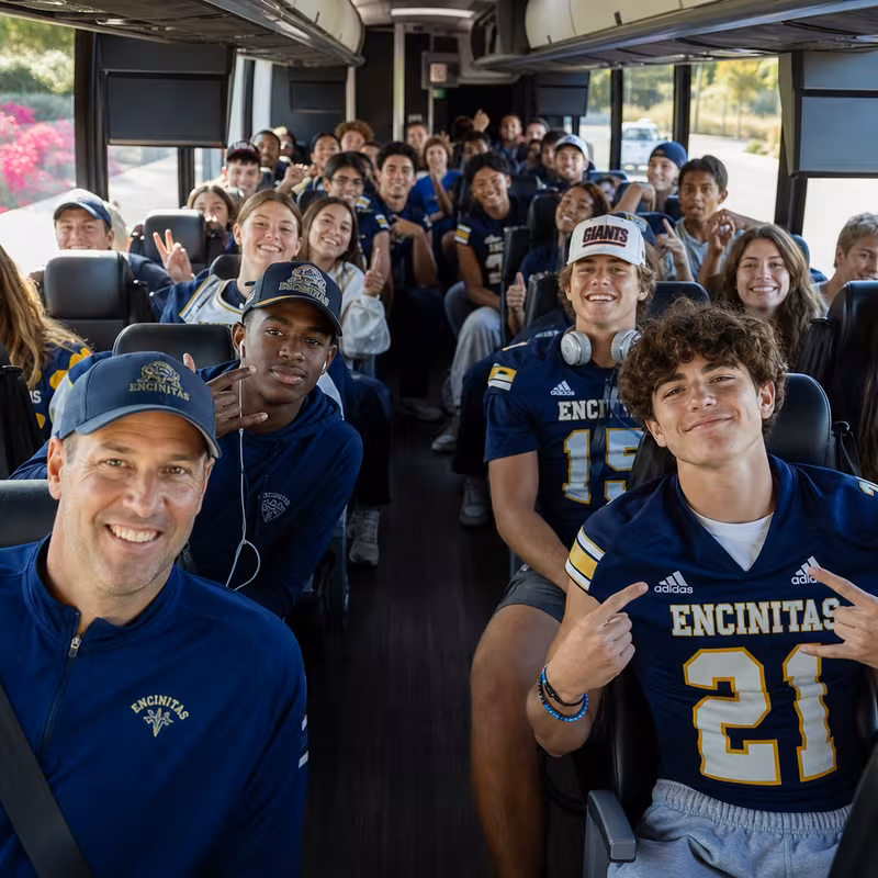 Black Mercedes Sprinter van staged for an Encinitas Sporting Event Transportation group