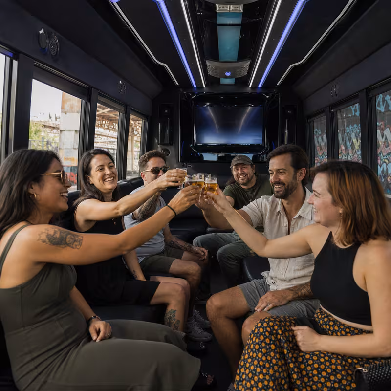 Black Mercedes Sprinter van staged for an Encinitas Winery & Brewery Tour Transportation group
